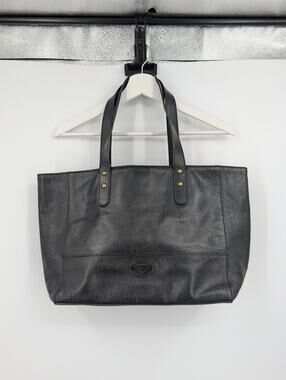 Fossil Black Large Pebbled Leather Work Tote Weekender Bag Career Office Staple